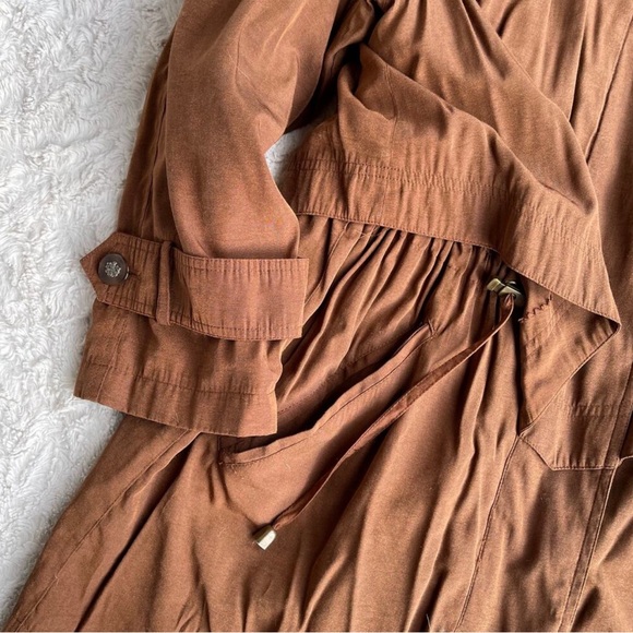 Vintage 90s insulated anorak jacket coat pecan trench brown oversized Gallery M - Picture 5 of 14